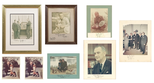 Lot of (8) President Lyndon Baines Johnson Signed Photographs (Beckett)